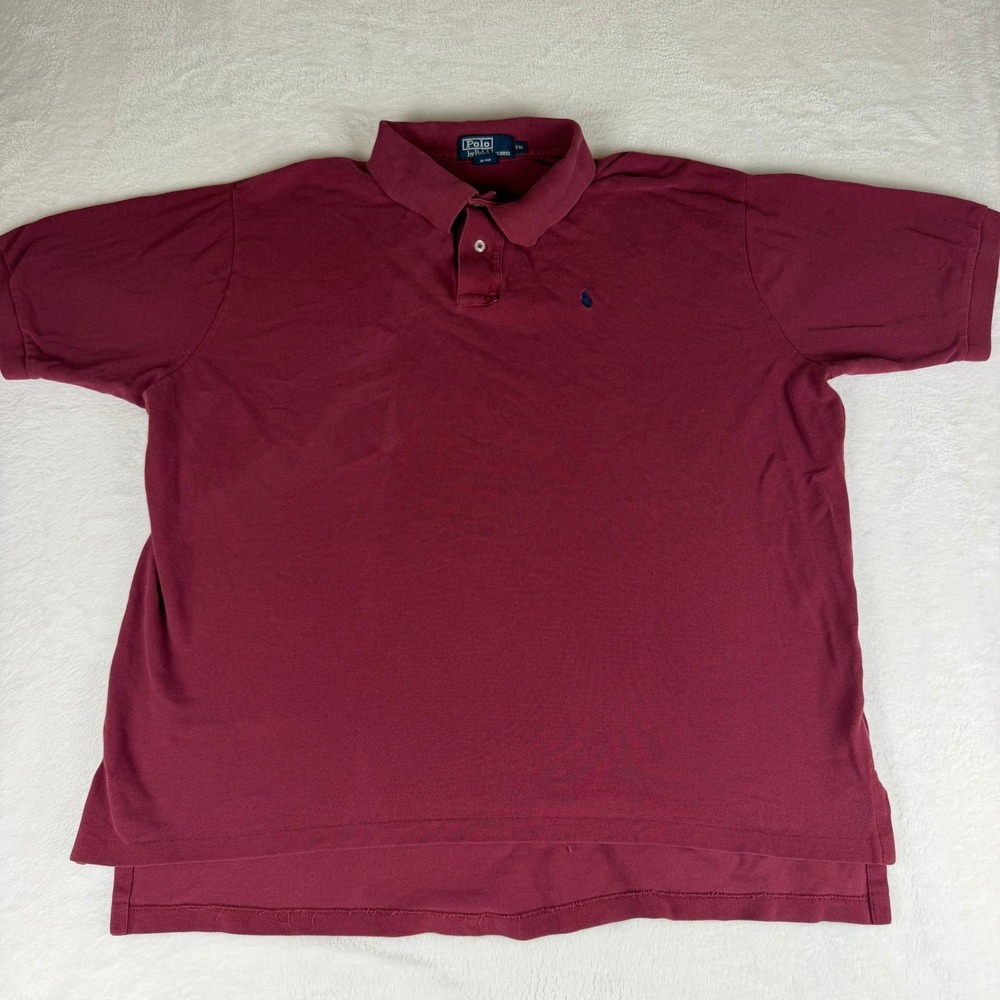 Vintage Polo Ralph Lauren Mens XXL Burgundy Red Short Sleeve Polo Shirt Pony
